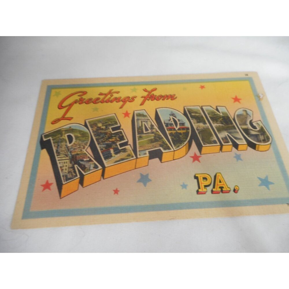 Vintage 1950s Linen Postcard Greetings From Reading Pennsylvania Berks County